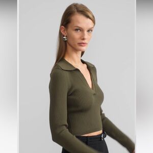 NWT Babaton Sculpt Knit Polo Longsleeve M